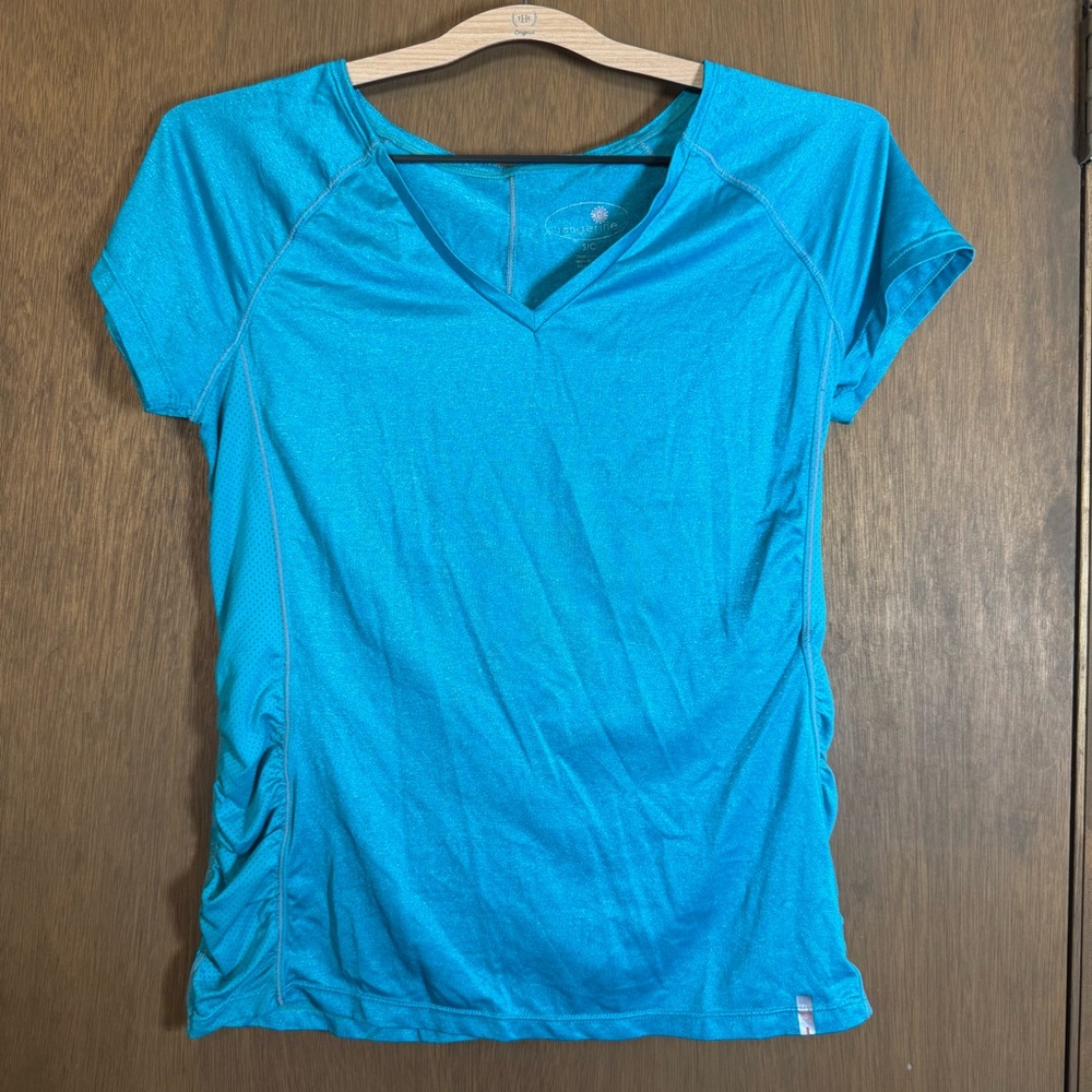 Tangerine V-Neck Blue Short Sleeve active Tee
